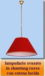 lampadario svasato in shantung rosso
