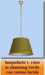 lampadario tronco cono in shantung verde